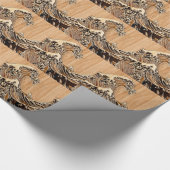The Great Hokusai Wave Bamboo Wood Style Accent Cadeaupapier (Hoek)