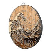 The Great Hokusai Wave Bamboo Wood Style Accent Dartbord (Voorkant Rechts)