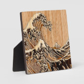 The Great Hokusai Wave Bamboo Wood Style Accent Fotoplaat (Voorkant)