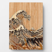 The Great Hokusai Wave Bamboo Wood Style Accent Fotoplaat (voorkant)