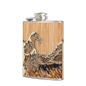 The Great Hokusai Wave Bamboo Wood Style Accent Heupfles (Links)