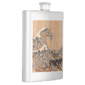 The Great Hokusai Wave Bamboo Wood Style Accent Heupfles (Rechts)