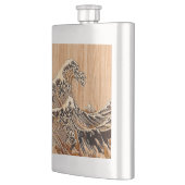 The Great Hokusai Wave Bamboo Wood Style Accent Heupfles (Links)