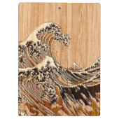 The Great Hokusai Wave Bamboo Wood Style Accent Klembord (Achterkant)