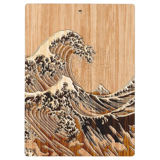 The Great Hokusai Wave Bamboo Wood Style Accent Klembord (Achterkant)