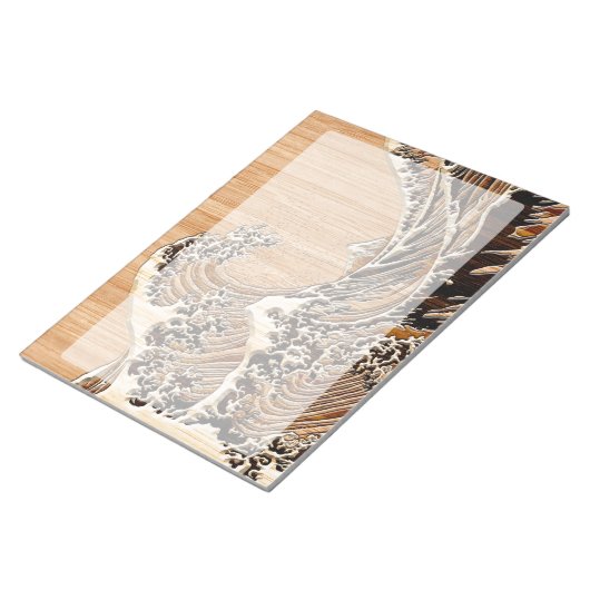 The Great Hokusai Wave Bamboo Wood Style Accent Notitieblok (Schuin)