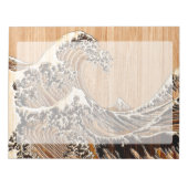 The Great Hokusai Wave Bamboo Wood Style Accent Notitieblok (Voorkant)