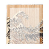 The Great Hokusai Wave Bamboo Wood Style Accent Notitieblok (Voorkant)