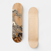 The Great Hokusai Wave Bamboo Wood Style Accent Persoonlijk Skateboard (Voorkant)
