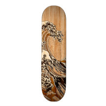 The Great Hokusai Wave Bamboo Wood Style Accent