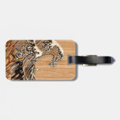 The Great Hokusai Wave Bamboo Wood Style Bagagelabel (Achterkant horizontaal)
