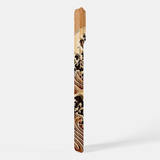 The Great Hokusai Wave Bamboo Wood Style iPhone Hoesje (Rechterkant)