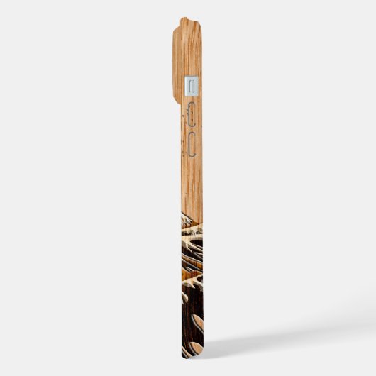 The Great Hokusai Wave Bamboo Wood Style iPhone Hoesje (Linkerkant)