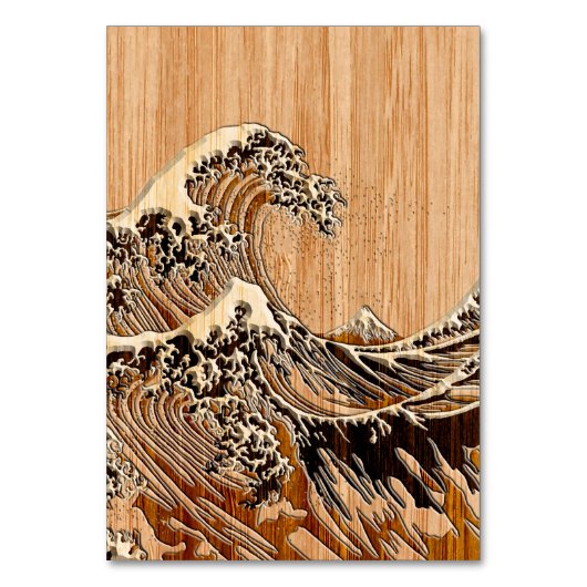 The Great Hokusai Wave Bamboo Wood Style Kaart (Voorkant)