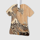 The Great Hokusai Wave Bamboo Wood Style Ornament (voorkant)