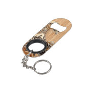 The Great Hokusai Wave Bamboo Wood Style Sleutelhanger Flessenopener (Achterkant Gekanteld)