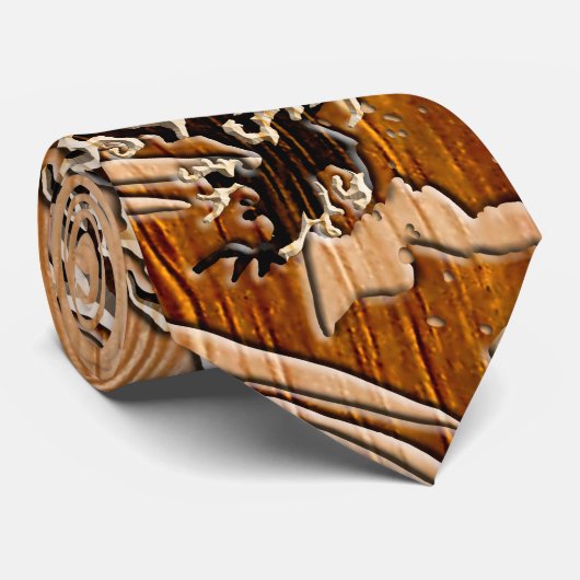 The Great Hokusai Wave Bamboo Wood Style Stropdas (Opgerold)