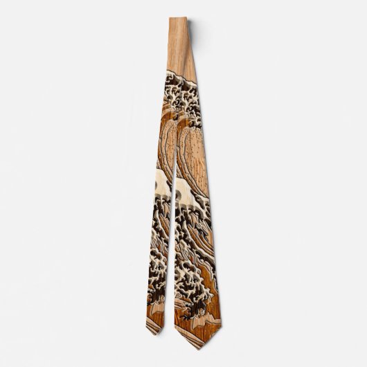 The Great Hokusai Wave Bamboo Wood Style Stropdas (Achterkant)