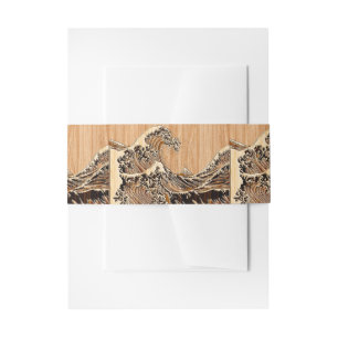 The Great Hokusai Wave Bamboo Wood Style Uitnodigingen Wikkel
