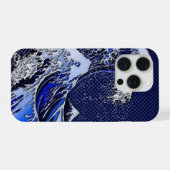 The Great Hokusai Wave Chrome Carbon Style iPhone Hoesje (Achterkant horizontaal)