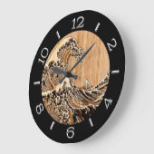 The Great Hokusai Wave in Bamboo Style Dial Grote Klok (Hoek)
