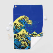 The Great Hokusai Wave in Blue Yellow Pop Style Golfhanddoek (Insitu)