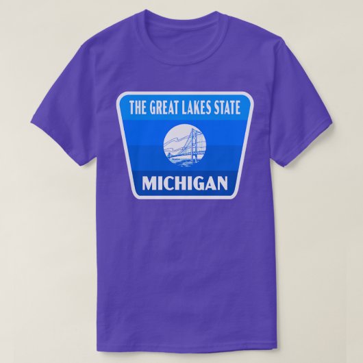 The Great Lakes State Michigan Retro Badge Blauw T-shirt (Design voorkant)