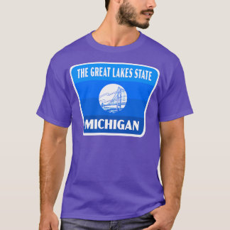 The Great Lakes State Michigan Retro Badge Blauw T-shirt