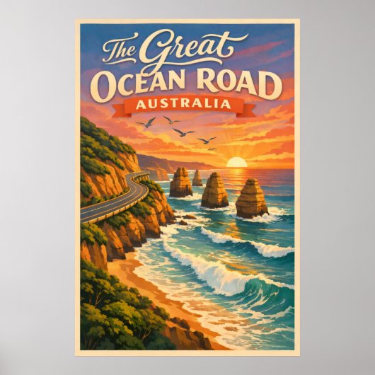 The Great Ocean Road Australia - Vintage Poster (Voorkant)