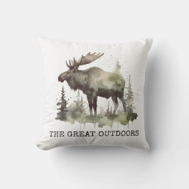 "The Great Outdoors" Aanpasbare Aquarel Eland Buitenkussen