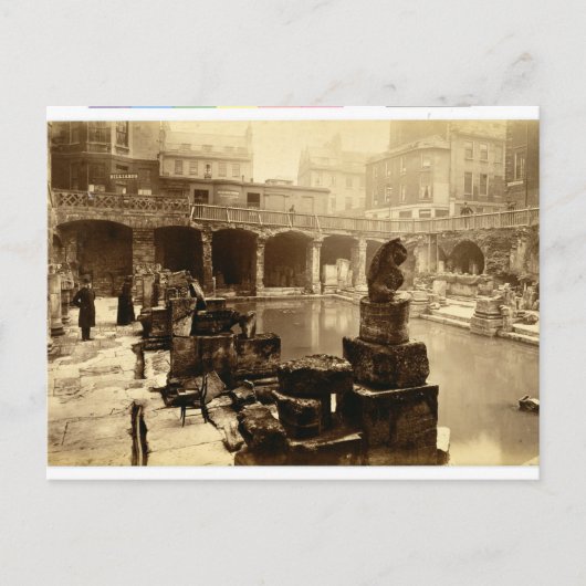 The Great Roman Bath, Bath (foto van B/w) Briefkaart (Voorkant)