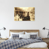 The Great Roman Bath, Bath (foto van B/w) Canvas Afdruk (Insitu (Slaapkamer))