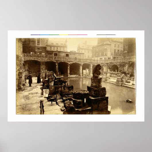 The Great Roman Bath, Bath (foto van B/w) Poster (Voorkant)