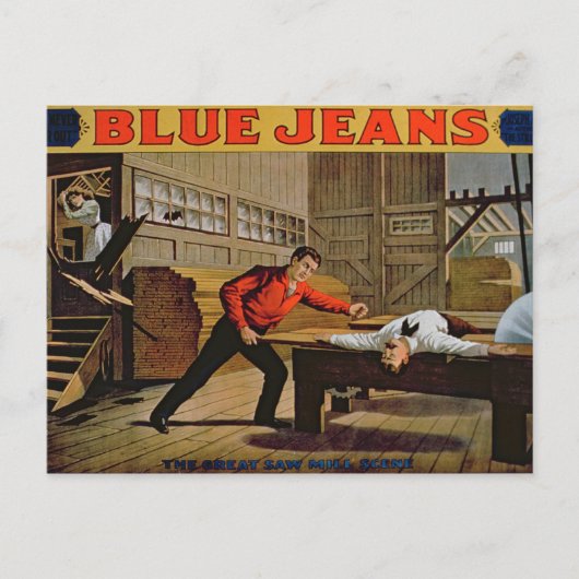 'The Great Saw Mill Scene', Poster voor 'Blue Jean Briefkaart (Voorkant)