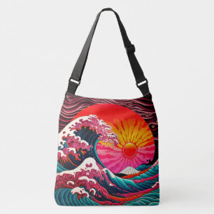 The Great SynthWave of Kanagawa Retro 80's Crossbody Tas