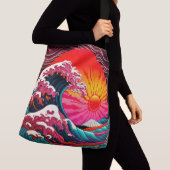 The Great SynthWave of Kanagawa Retro 80's Crossbody Tas (Dichtbij)