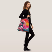 The Great SynthWave of Kanagawa Retro 80's Crossbody Tas (Op model)