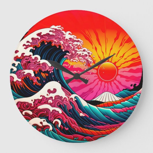 The Great SynthWave of Kanagawa Retro 80's Grote Klok (Voorkant)