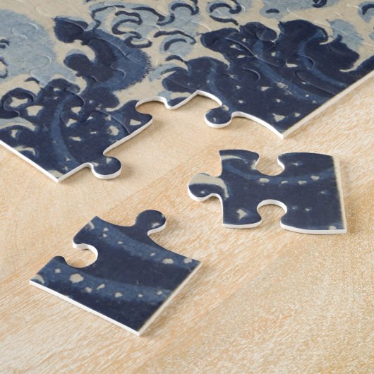The Great Wave, 1830/33, door Hokusai Jigzaag Puzz Legpuzzel (Zijkant)