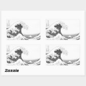 The Great Wave / Black & White Rechthoekige Sticker (Vel)