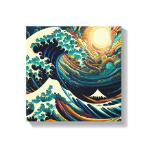 The Great Wave, golf uit Kanagawa v1 Canvas Afdruk