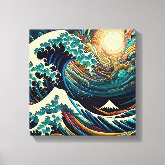 The Great Wave, golf uit Kanagawa v1 Canvas Afdruk (Voorkant)