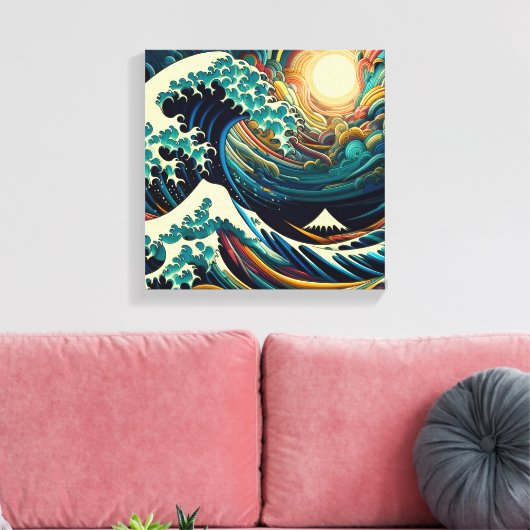 The Great Wave, golf uit Kanagawa v1 Canvas Afdruk (Insitu (Woonkamer))