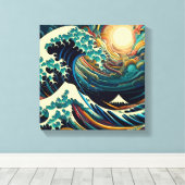 The Great Wave, golf uit Kanagawa v1 Canvas Afdruk (Insitu (Houten vloer))