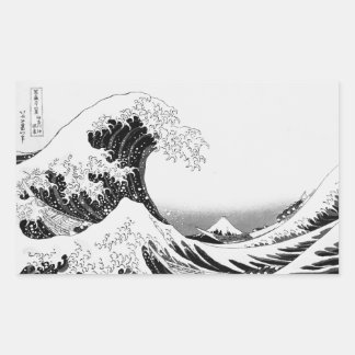 The Great Wave / High-contrast Black & White Rechthoekige Sticker