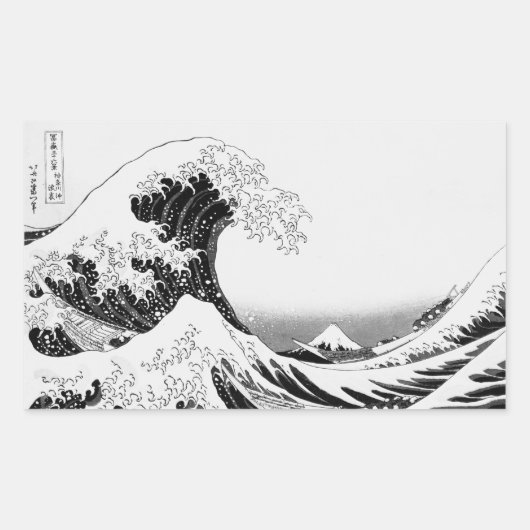 The Great Wave / High-contrast Black & White Rechthoekige Sticker (Voorkant)