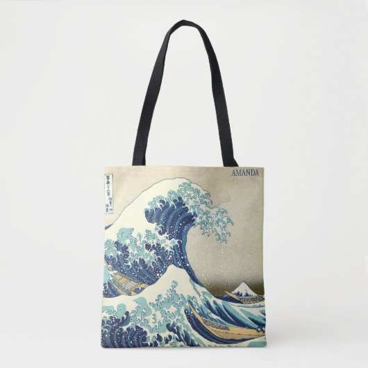 The Great Wave – Katsushika Hokusai – Custom Text Tote Bag (Voorkant)