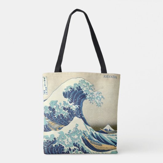The Great Wave – Katsushika Hokusai – Custom Text Tote Bag (Achterkant)