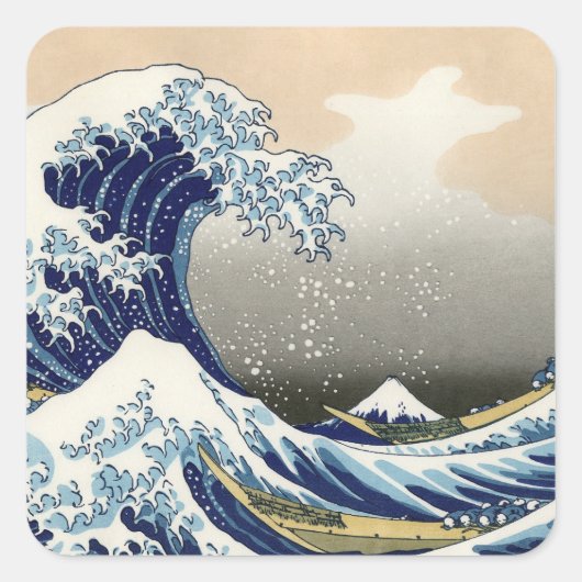 The Great Wave of Kanagawa - Katsushika Hokusai Vierkante Sticker (Voorkant)