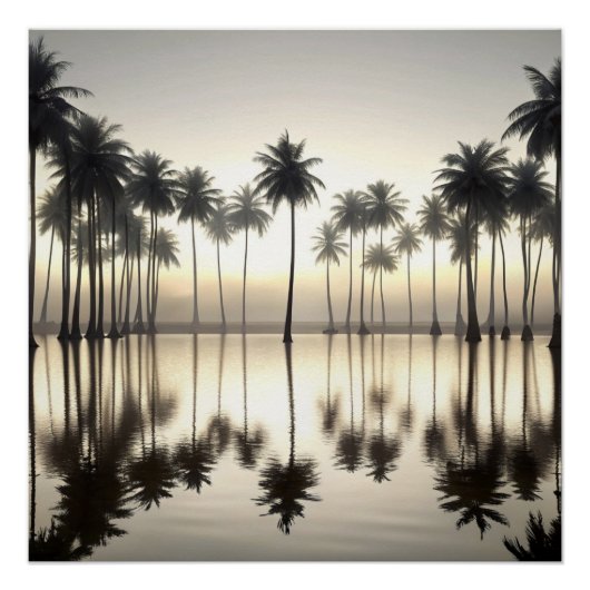 The Great Wave of Palm Trees Water Mirror Perfect Poster (Voorkant)